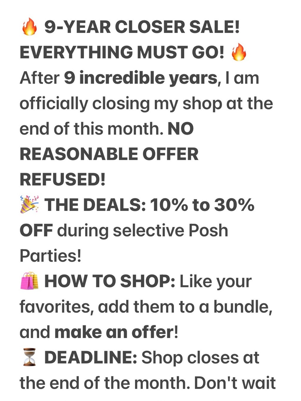 Closing Sale Poster — White Event Announcement